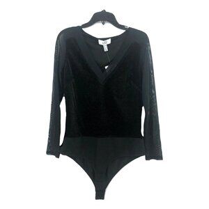 Belle Badgley Mischka Bodysuit Women's 12 (Fits M) Black Sparkly Velvet New